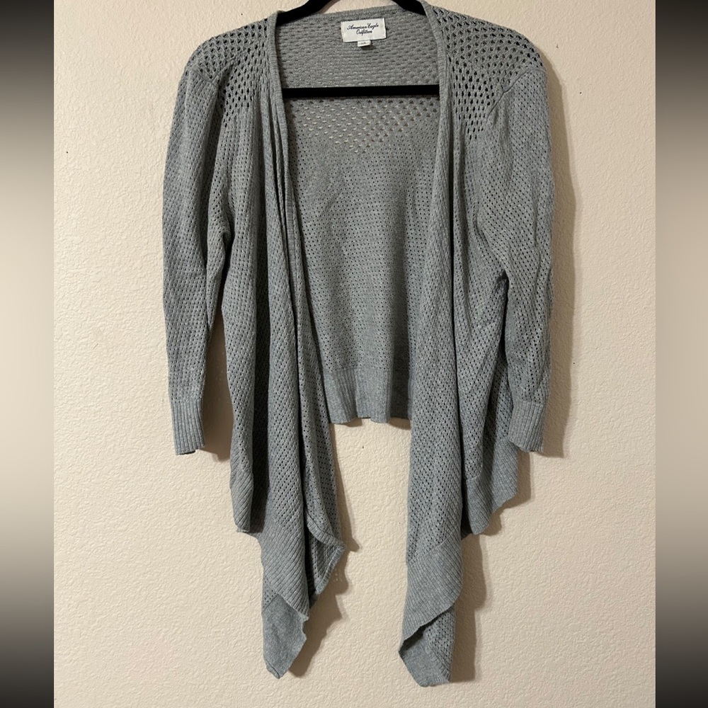 American Eagle Outfitters Gray Knit Open Sweater